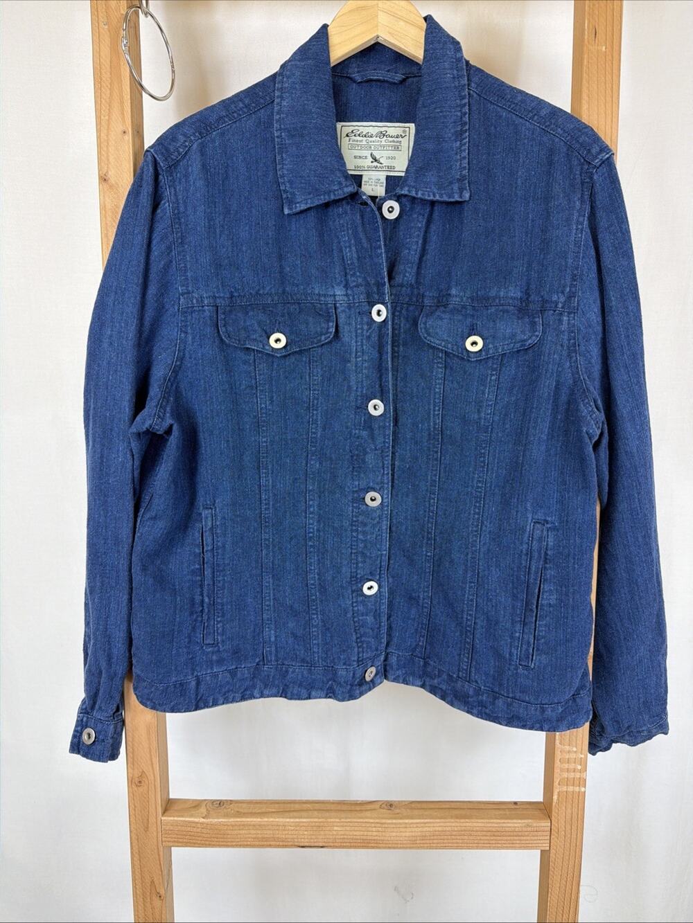 Eddie Bauer Vintage 80's - 90's Button Up Linen Jacket #1238 Size LARGE